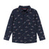 Infant Navy Holiday Sharks Knit Pique Buttondown Set  | Navy